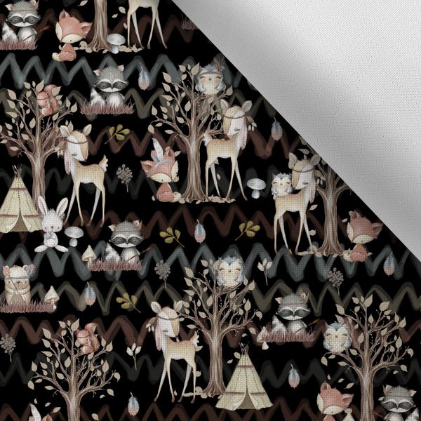 Panel med mönster för softshelljacka forest/skog svart str. 98