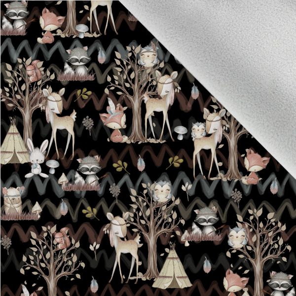 Panel med mönster för softshelljacka forest/skog svart str. 86