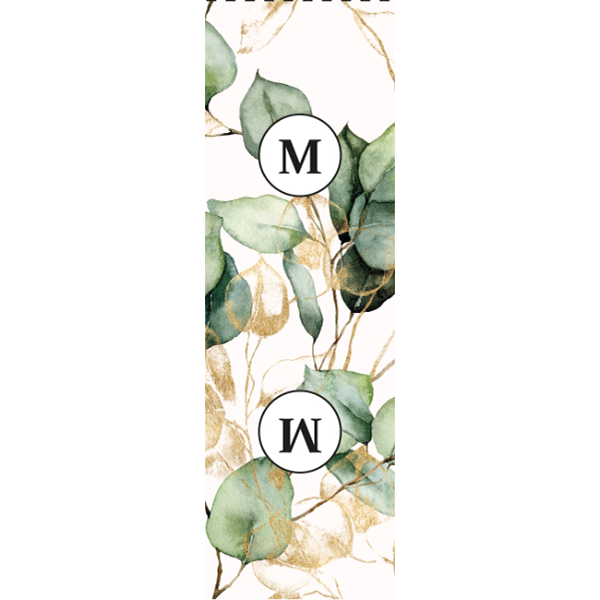 Panel med mönster L chiffong/silke kimono eukalyptus vit