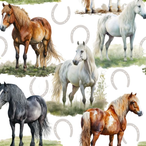 Tyg med tryck vattentät polyester TD/NS målade hästar