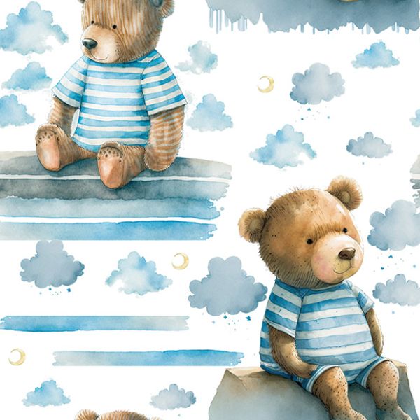 Panel för PUL trosor teddybjörn i moln