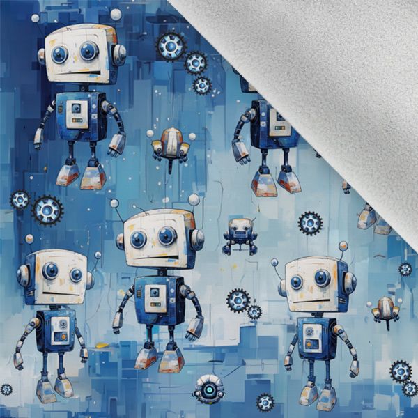 Panel med mönster 128 softshell byxor blå robotar