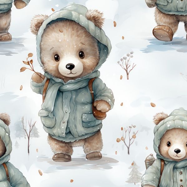 Panel för PUL blöjbyxor vinter nallebjörn Momo