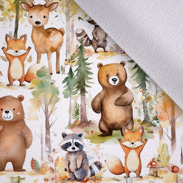 Panel med mönster XS funktionell jersey set mössa och halsvärmare djurens skogsäventyr