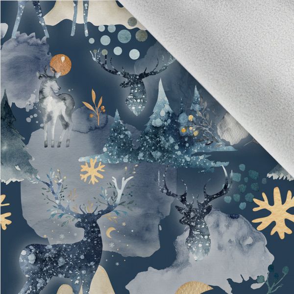 Panel med mönster för softshelljacka vinter rådjur mörkblå str. 98