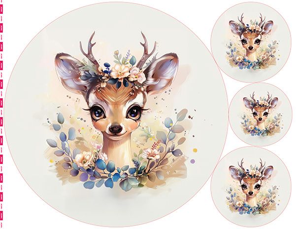 Panel från vattentät polyester 49x49 flowers deer