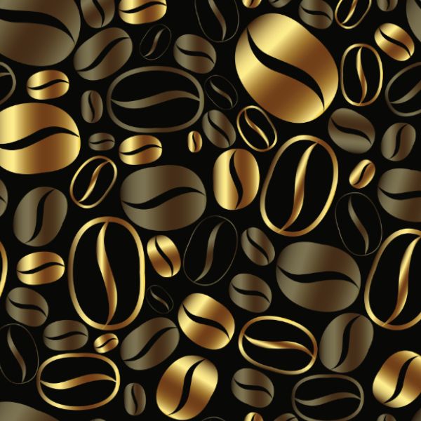 Ortalion, quiltat med varme guld kaffebön 