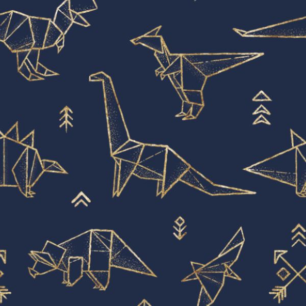 Panel med mönster för softshelljacka geometriska dinosaurier str. 134