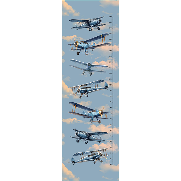 Mörkläggande tyg/ blackout retro blå flygplan