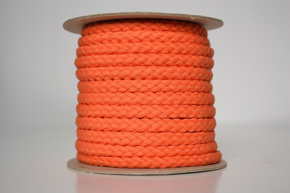 Flätat bomullssnöre orange 1 cm premium 