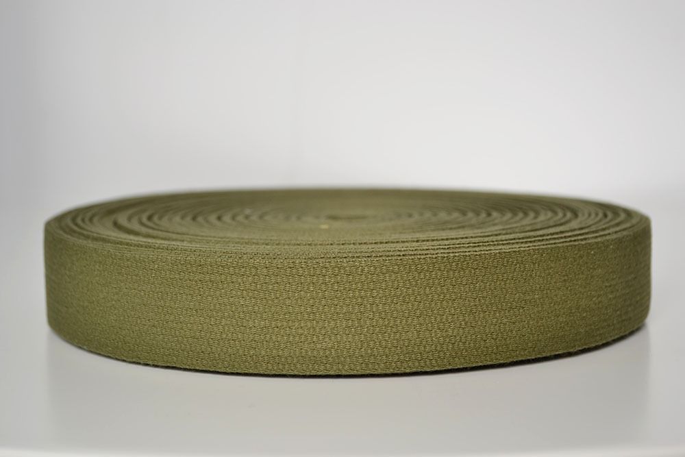 Bomullsband 3 cm olivgrönt
