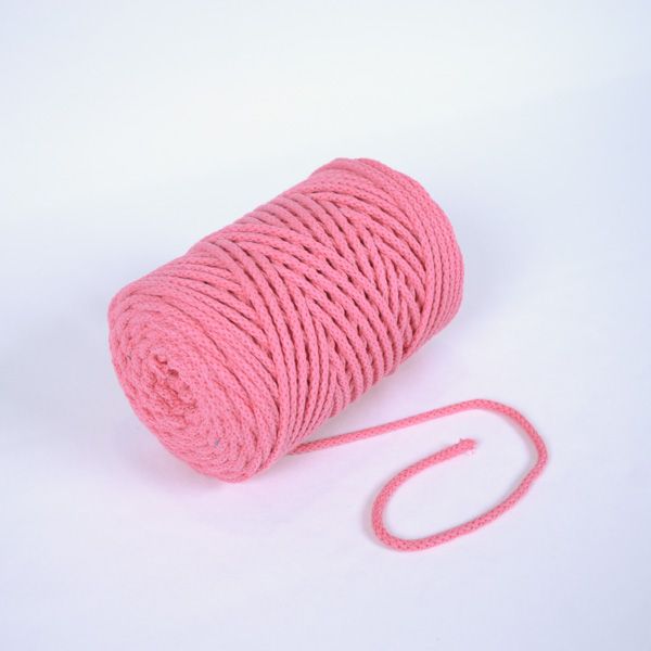 Flätat bomullssnöre 6 mm premium rosa