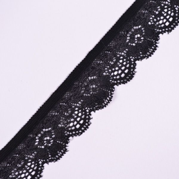 Elastisk spets för underkläder svart 2,5 cm