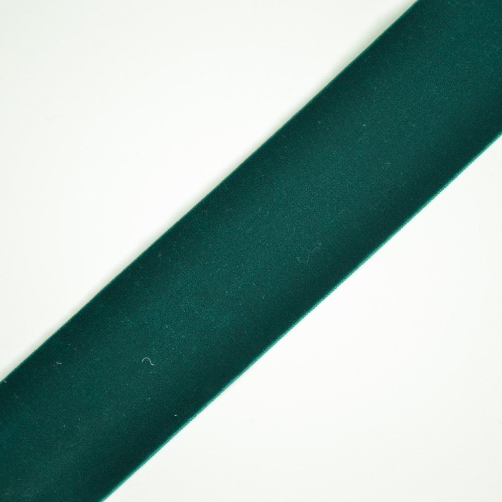 Elastiskt sammet resårband 4 cm smaragd