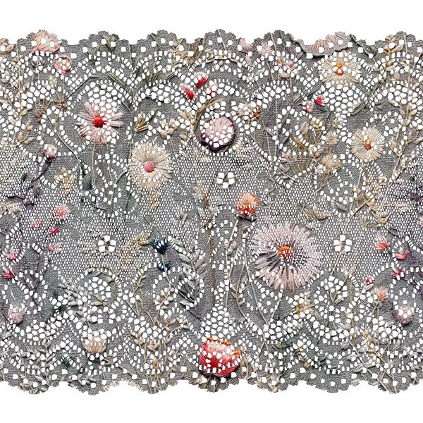 Panel för cirkelkjol bomull premium broderade äng blommor tryck grå Antonia
