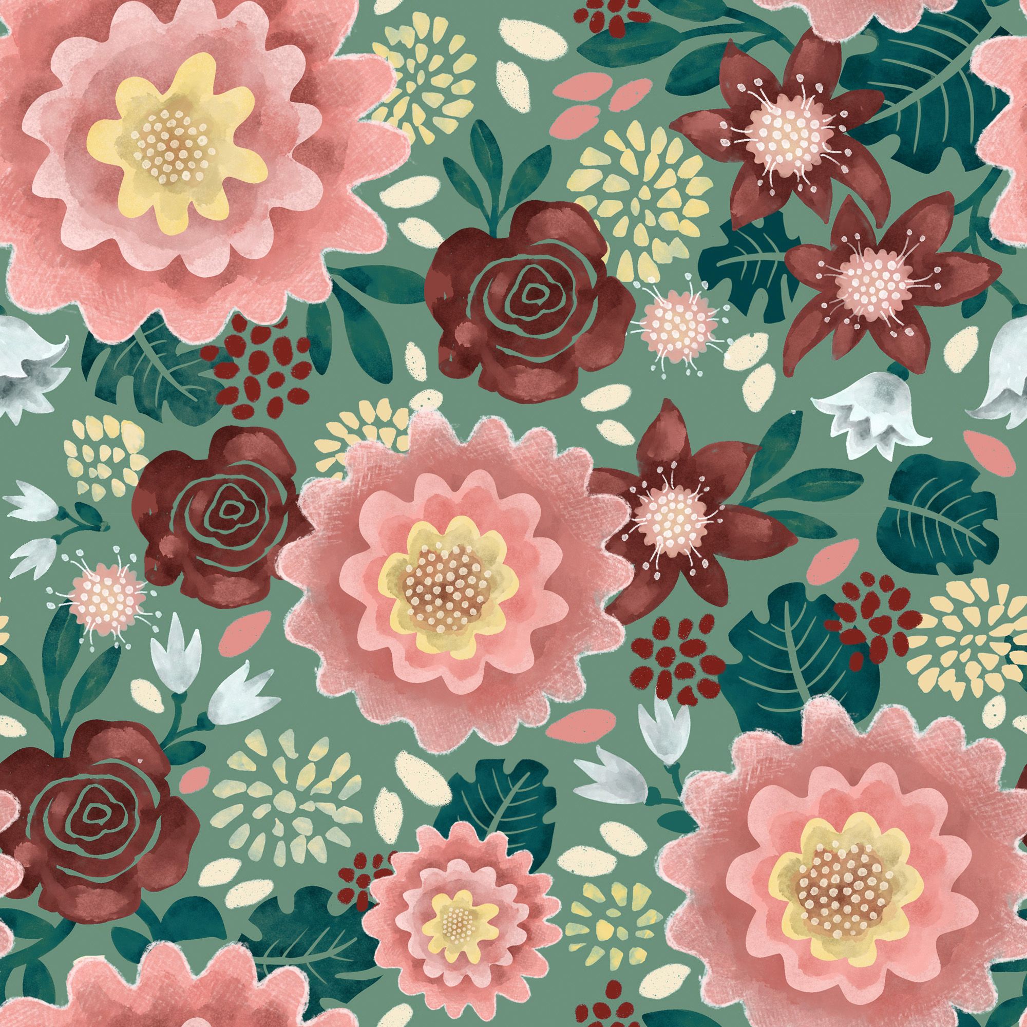 Panel med mönster för softshelljacka blommor Lucy str. 104