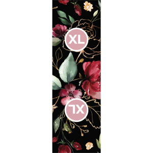 Textiletiketter set 10st - Guld blommor svart XL