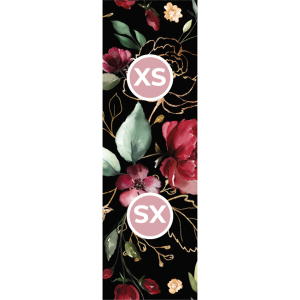 Textiletiketter set 10st - Guld blommor svart XS