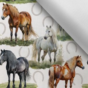 Tyg med tryck vattentät polyester TD/NS målade hästar