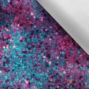 Vattentät polyester TD/NS med tryck glitter magenta och turkos