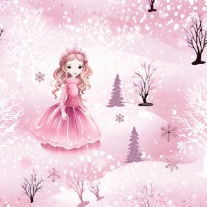 Fleece 220g prinsessa i rosa skog