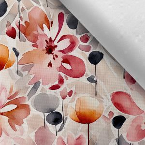 Vattentät polyester TD/NS med tryck akvarell blommor Aiva