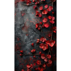 Fotobakgrund 160x265 cm röda blommor på en svart vägg