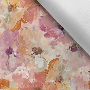 Vattentät polyester TD/NS med tryck rosa blommor Leyla MAXI mönster