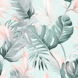 Sammet/velvet Doris tropiska blad mint