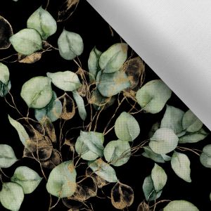 Vattentät polyester TD/NS med tryck Eukalyptus svart