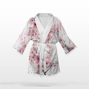 2:a klass - Panel med mönster S chiffong/silke kimono sakura blommor