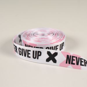 Revär 25 mm motivationstexter rosa - Never give up