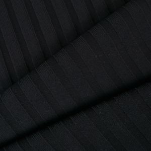 Ribbstickad tröja tyg 100% bomull svart