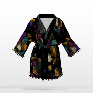 Panel med mönster S chiffong/silke kimono melankoli