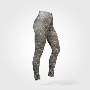Panel med mönster 38 Leggings Slim fit ängsblommor tryck grå Antonia baddräktstyg Sport tyg