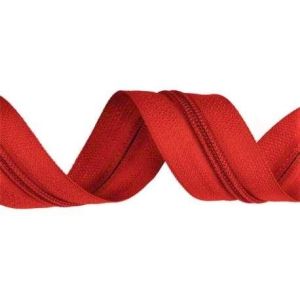 Spiraldragkedja metervara #3 mm röd utan dragkedjelöppare